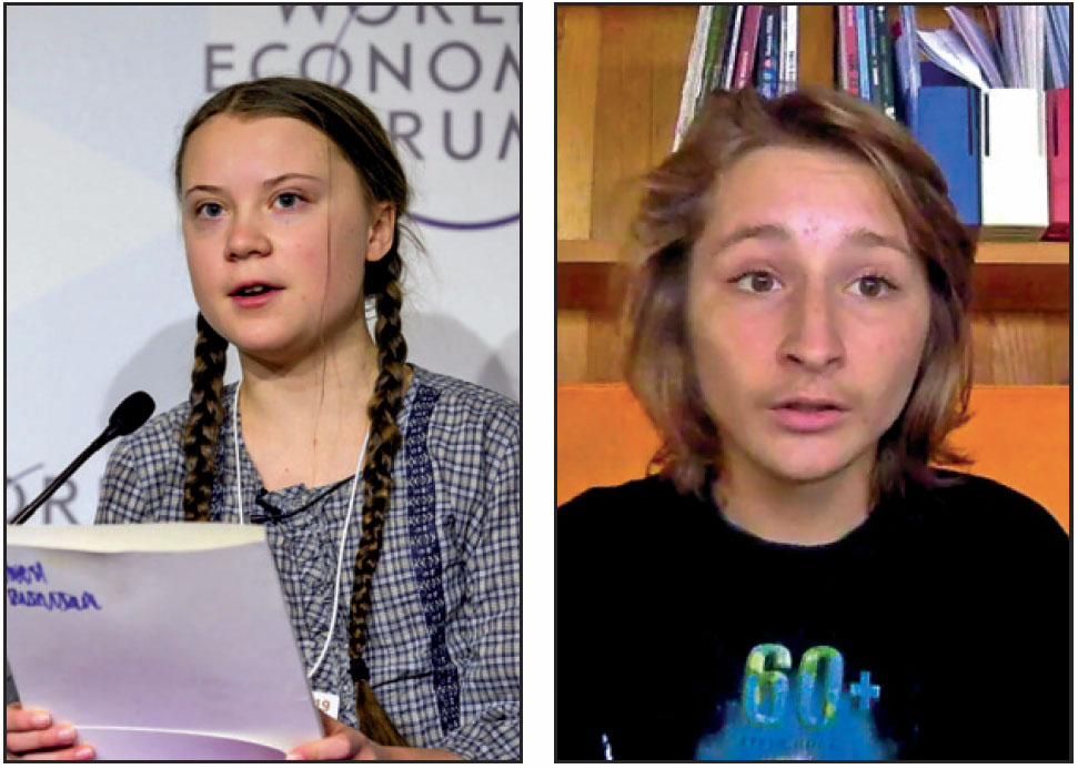 Greta Thunberg, qui a lancé le mouvement des « Fridays for futures », et un de ses émules calédoniens, Elouan Neuville, élève en première S au lycée du Mont-Dore. Photos DR