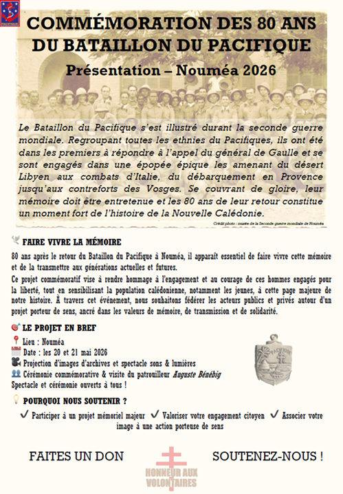 COMMEMORATION DES 80 ANS DU BATAILLON DU PACIFIQUE