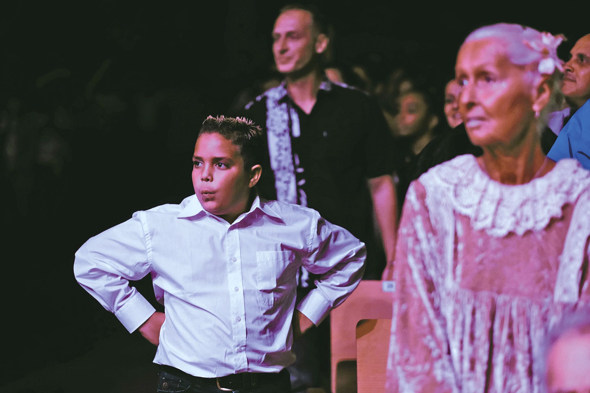Peu nombreux dans le public, les enfants n’ont pas connu les deux époques de la chanson tahitienne qui se sont croisées sur scène.