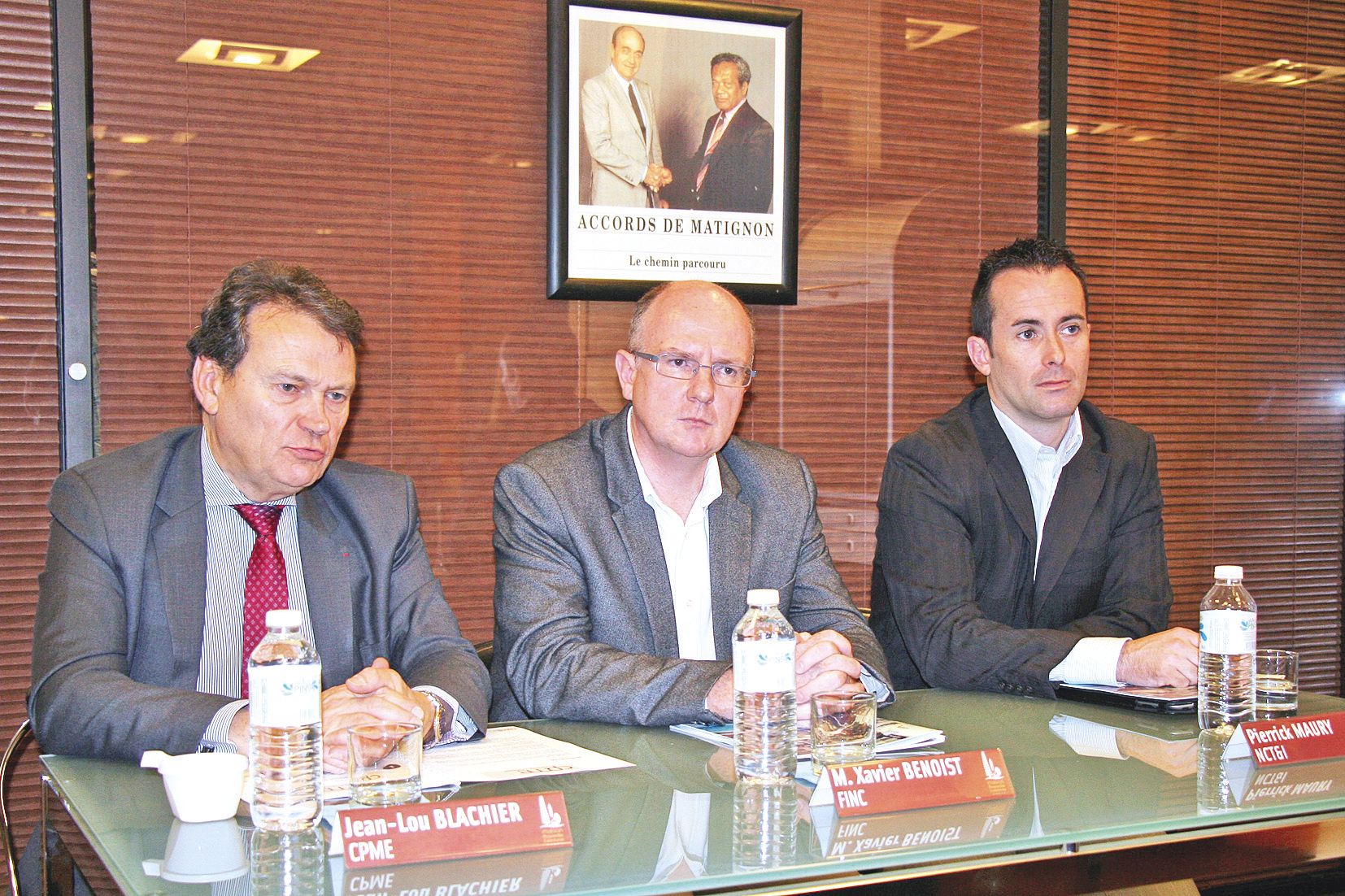 Jean-Lou Blachier pour la CPME nationale, Xavier Benoist pour la Finc et Pierrick Maury pour NCT&amp;I ont fait le point  sur les préoccupations de certains chefs d’entreprises calédoniens avec les équipes des candidats à la présidentielle.