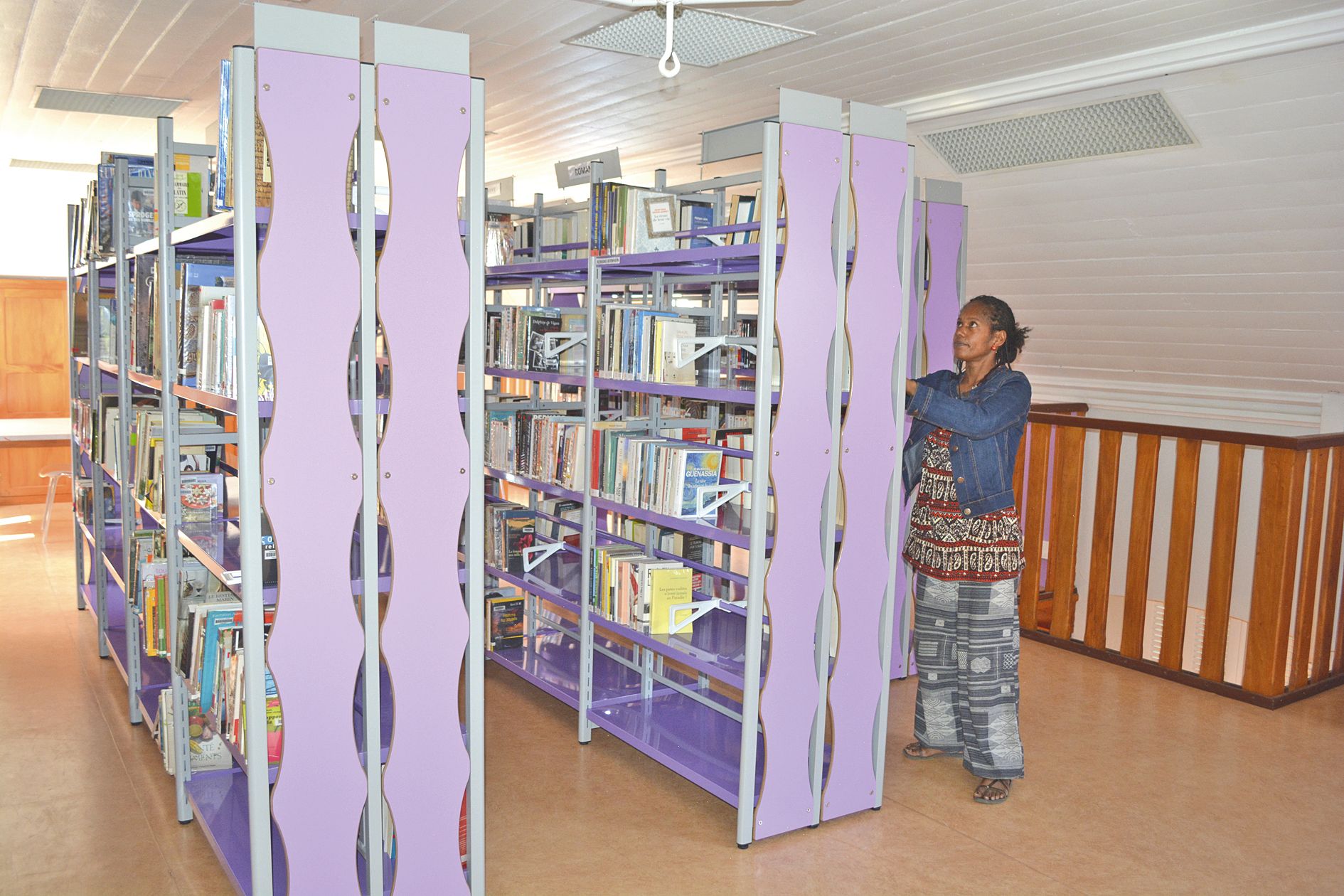 Julia Clairault, ici dans l’espace adultes refait également à neuf, a intégré l’équipe de la bibliothèque au mois de juin.