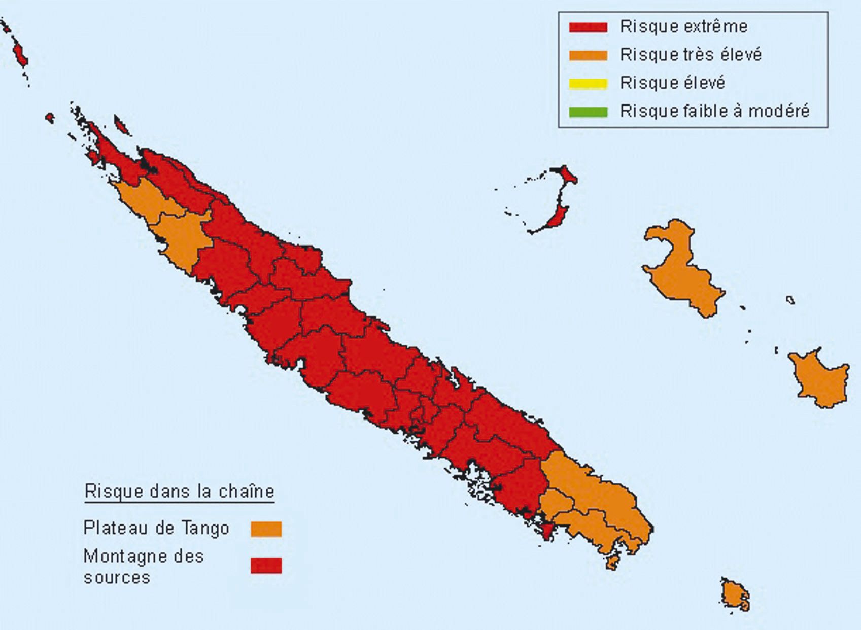 Hier, la quasi-intégralité de la Nouvelle-Calédonie était placée en risque incendie extrême.