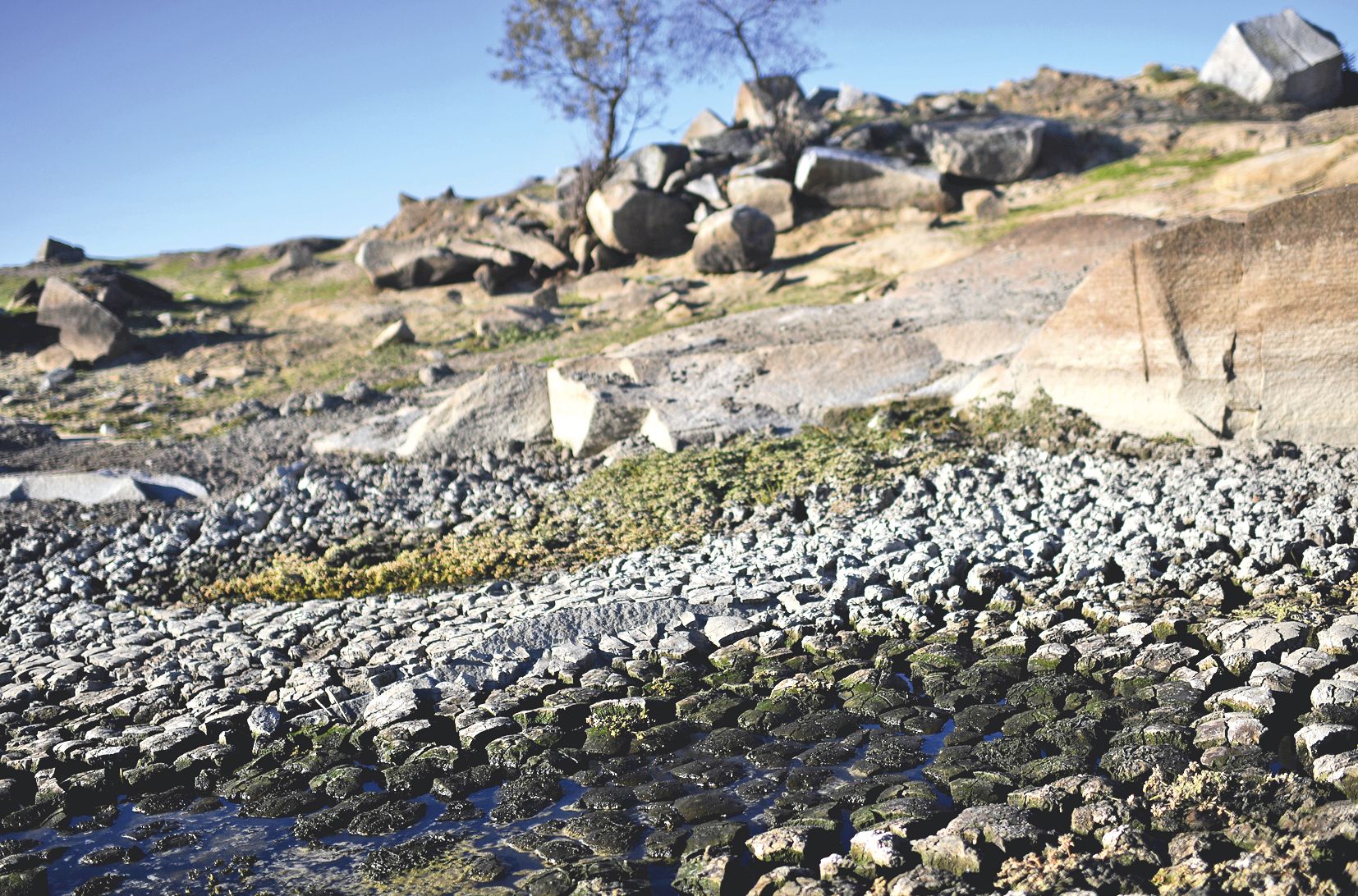 Un étang asséché sur la propriété d’Antonio Granadeiroà Alpalhao, au centre du Portugal.