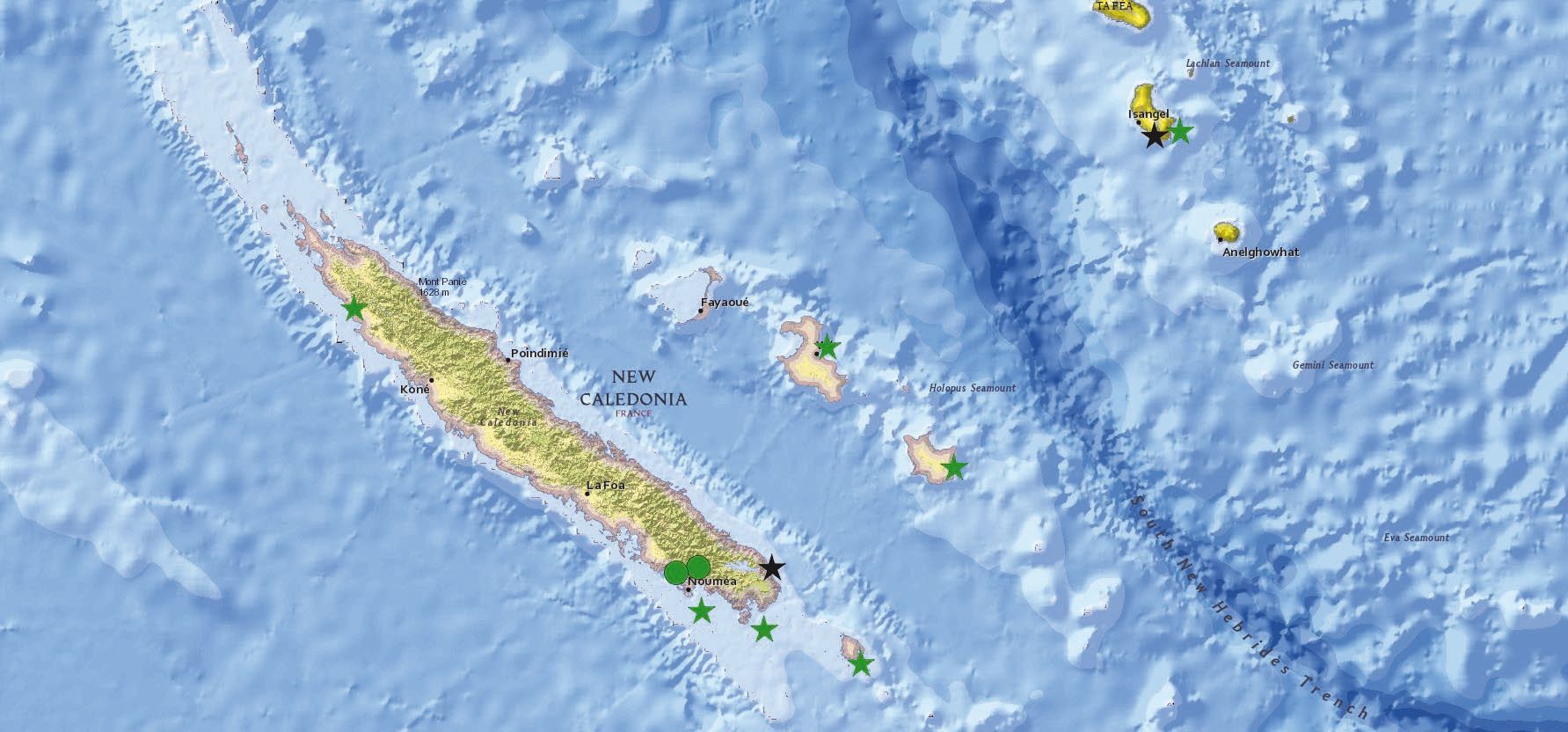 Le réseau de surveillance compte 9 stations : deux dans les Loyauté, une dans le Nord, six dans le Sud.