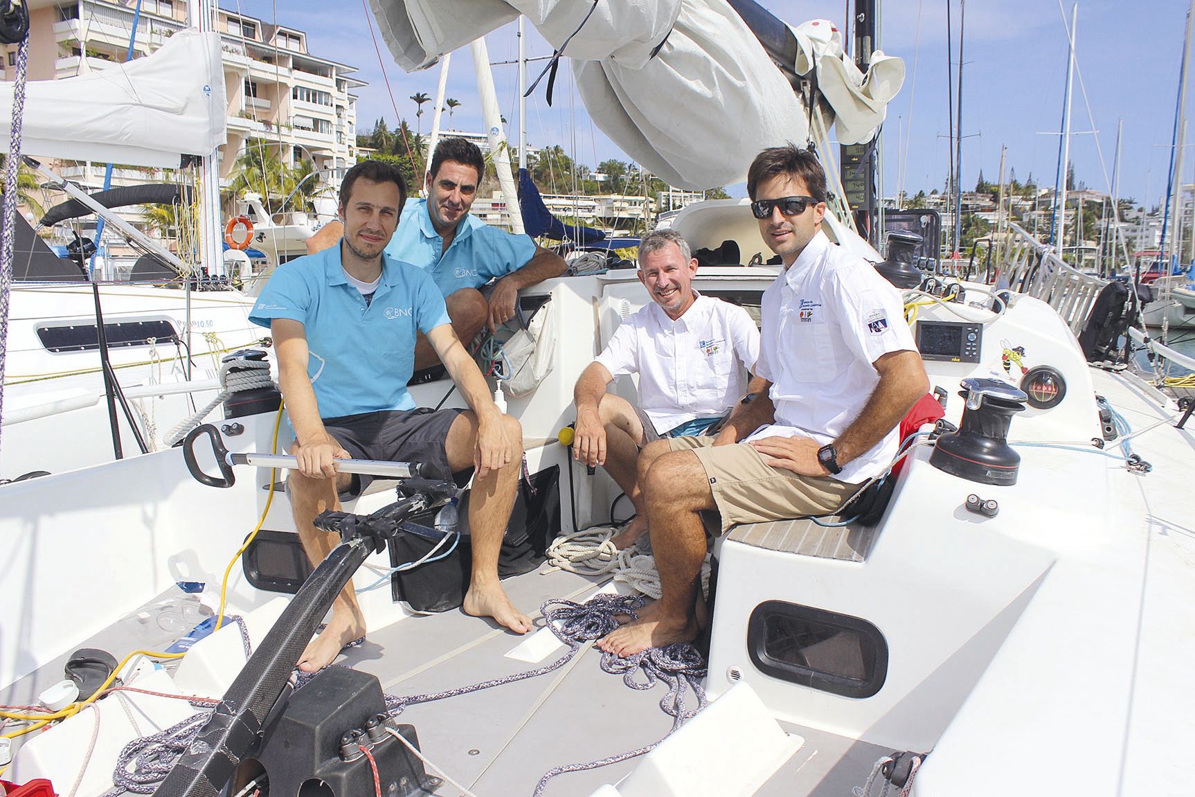 De gauche à droite : Mathieu Landrieu, Cédric Bouchet,Michel Quintin et Yann Rigal, 4 des 8 marins de BNC.