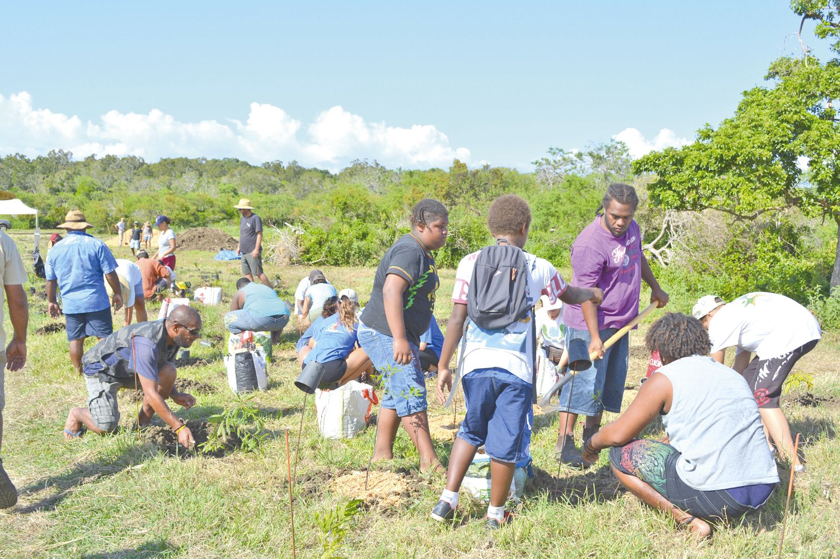 Cent vingt personnes, des bénévoles des associations partenaires du domaine de Deva, mais aussi des visiteurs de passage, ont pris part au chantier de reboisement mis en place. Avant qu’ils se mettent à l’ouvrage, Thibaut Bizien, président de Calédoclean,
