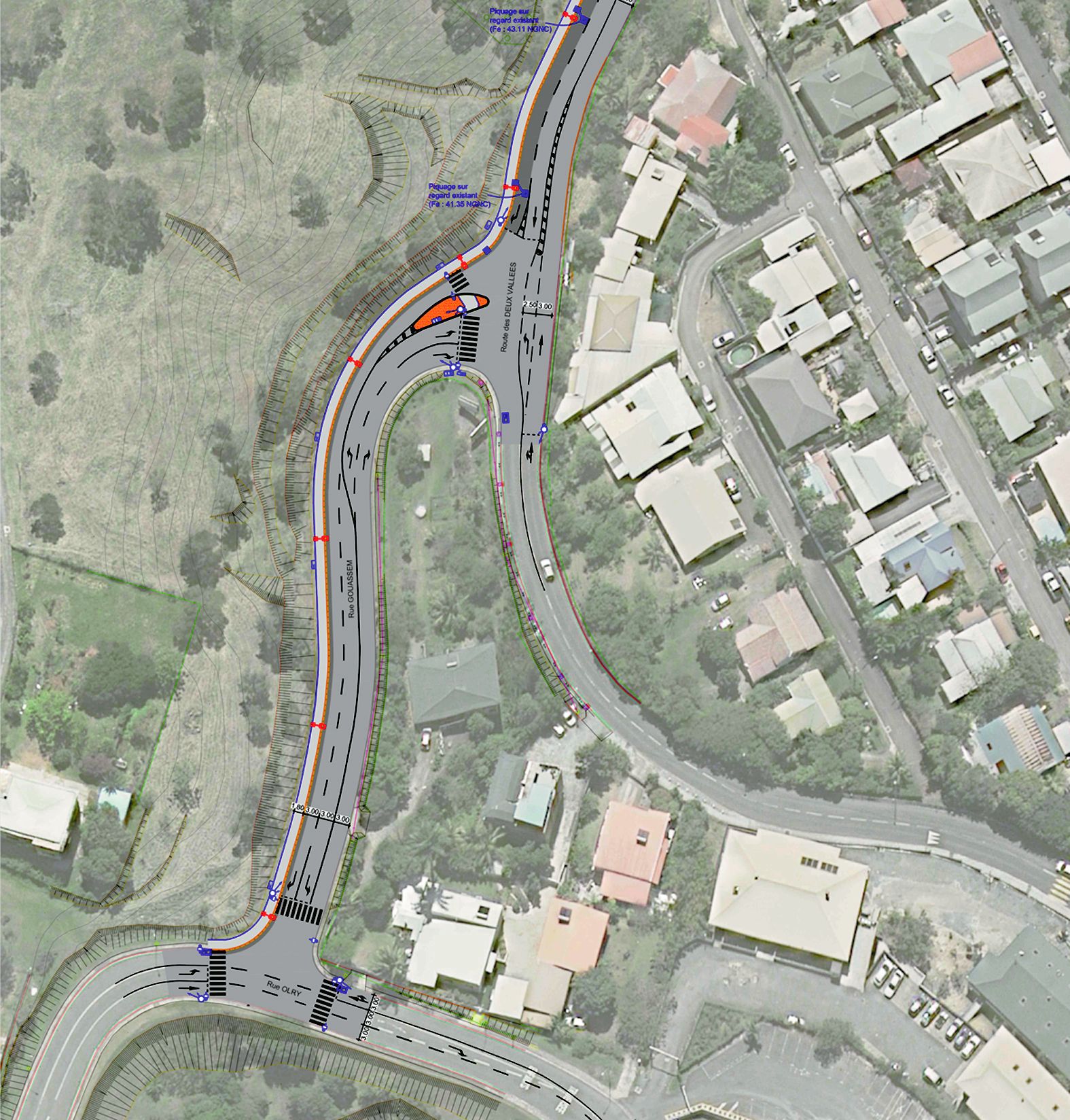 Après la fin des travaux de terrassement et de talus,  le chantier va reprendre, rue Gouassem. Illustration Ville de Nouméa