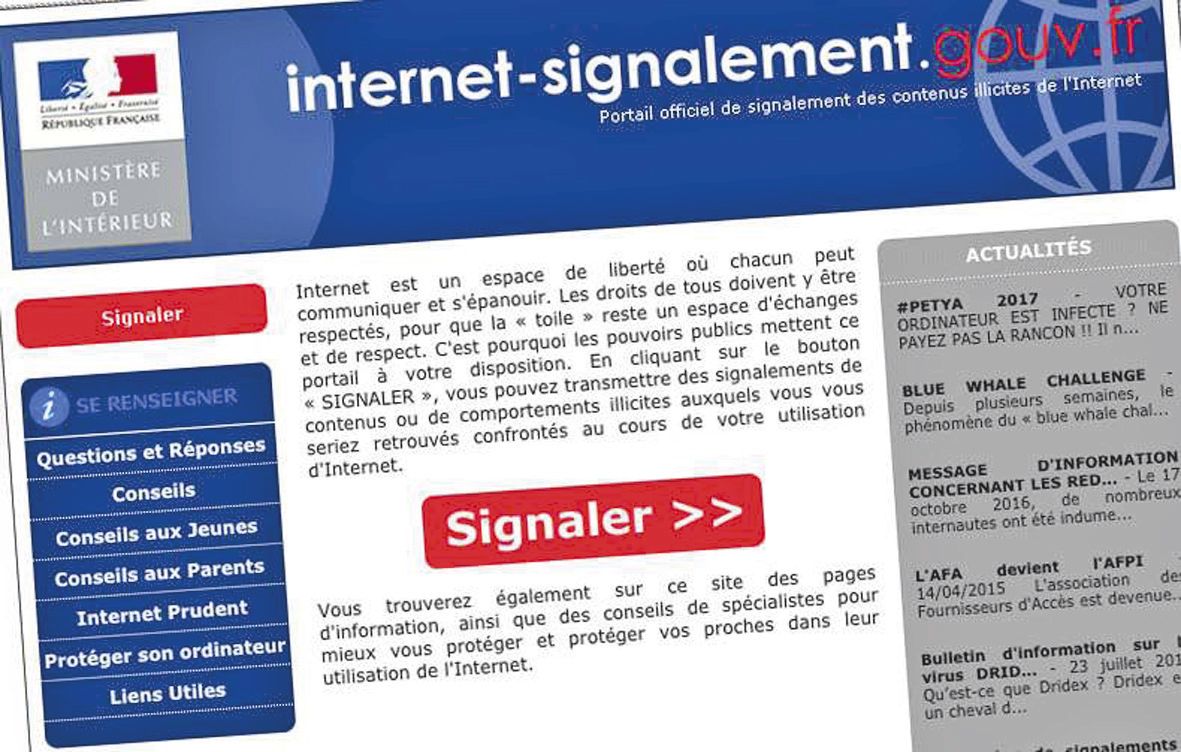 Une plateforme permet de signaler du contenu illicite (internet-signalement.gouv.fr).