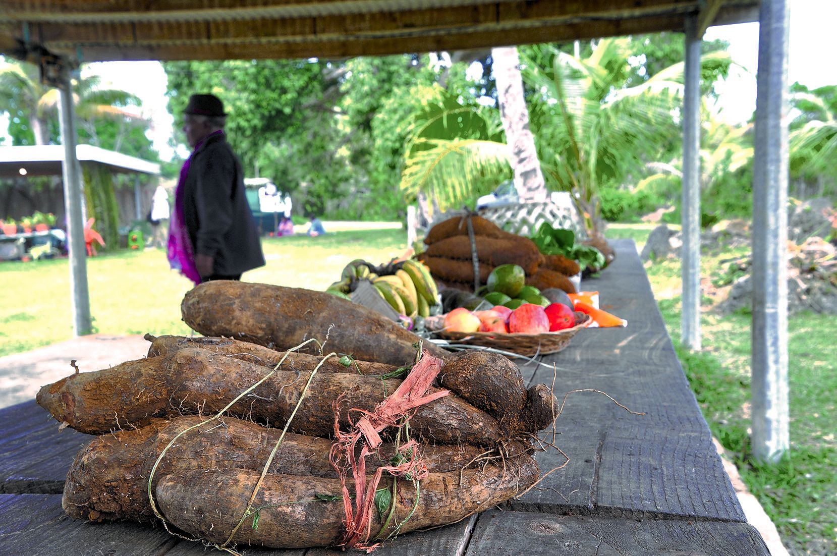 L’igname était bien sûr particulièrement présente sur les étals du marché proposé à l’occasion de sa fête.