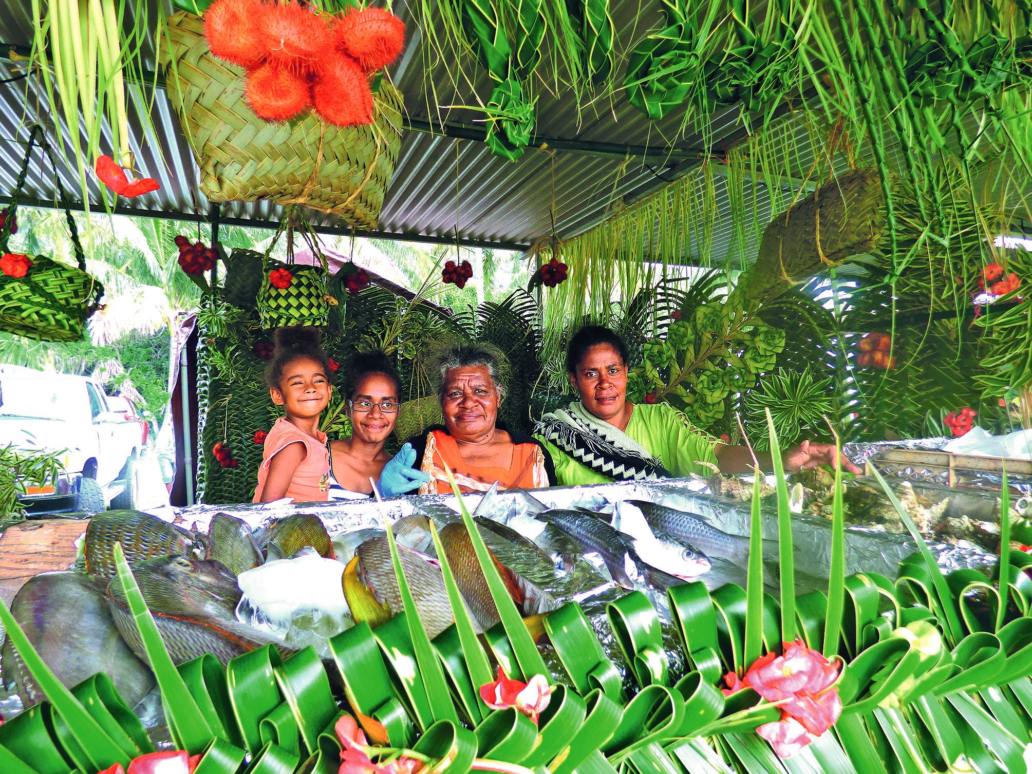 Les produits de la mer ont été particulièrement mis en avant, comme ici, sur ce stand  de Petit-Borendy.