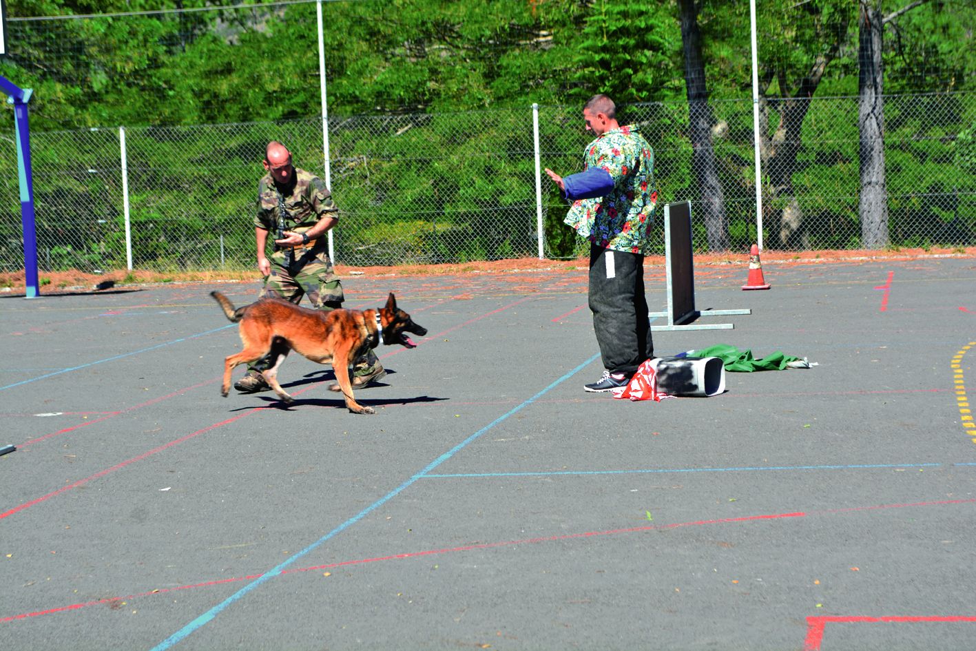 Ce 19e mini-carrefour des métiers s’est achevé avec une impressionnante démonstration du métier de maître-chien, par les militaires du groupe cynotechnique du camp de Nandaï, sur le plateau sportif de l’établissement.