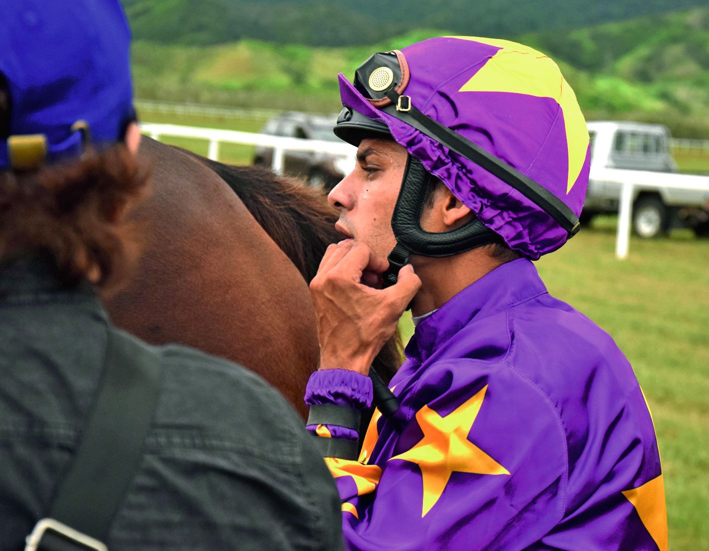 Anthony Di Palma, ici à l’arrivée du Prix Dunstan. Une course qu’il a remportée en montant Skirting. Photo MRB 