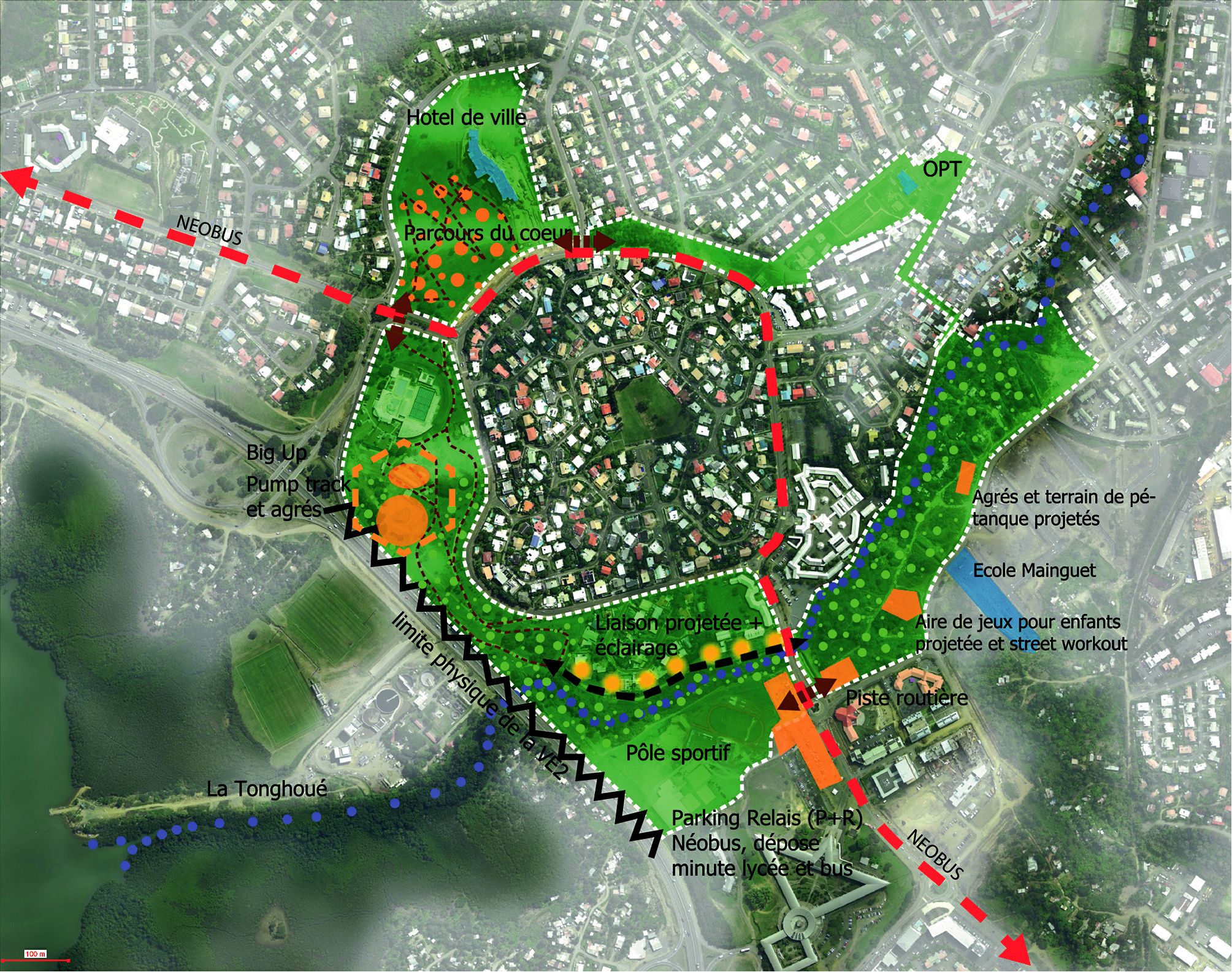 Du Parcours du cœur, au pied de l’hôtel de ville à la plaine de Tonghoué, les travaux vont se multiplier. Illustration ville de Dumbéa