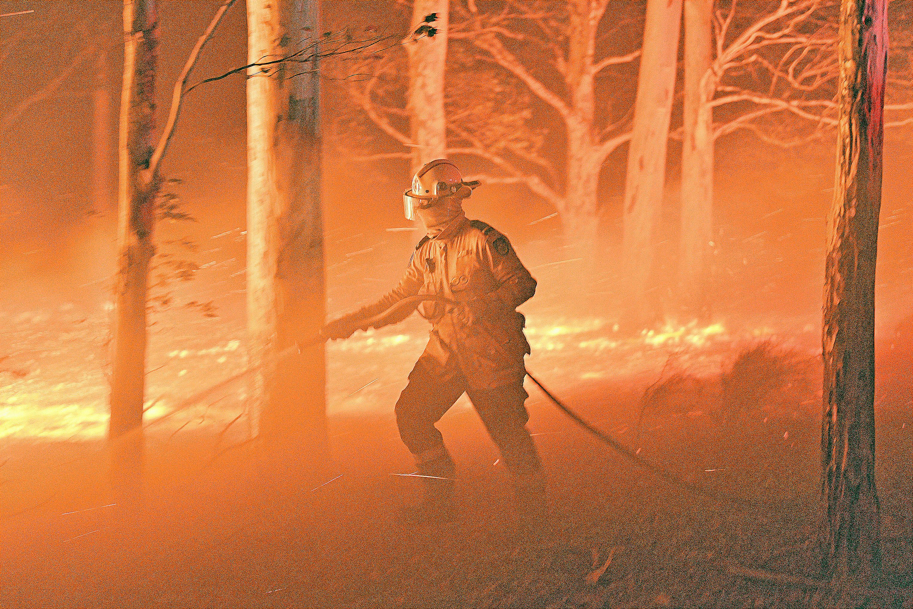 Des pompiers volontaires désemparés et soumis à des conditions extrêmes.Photo AFP