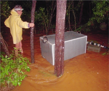A 4 mètres au-dessus de la Ouenghi, le captage de  Béatrice est habituellement au sec, mais pas cette nuit.