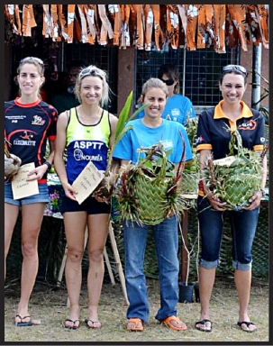 Céline Debaene, Isabelle Oblet, Suzanne Hirigoyen et Nathalie Viratelle, ainsi que Laurent Debaene, Ludovic Lanceleur et Damien Bouteiller (de gauche à droite) ont rendez-vous  à Kouaoua pour écrire la hiérarchie définitive de ce Grand Prix 2013.