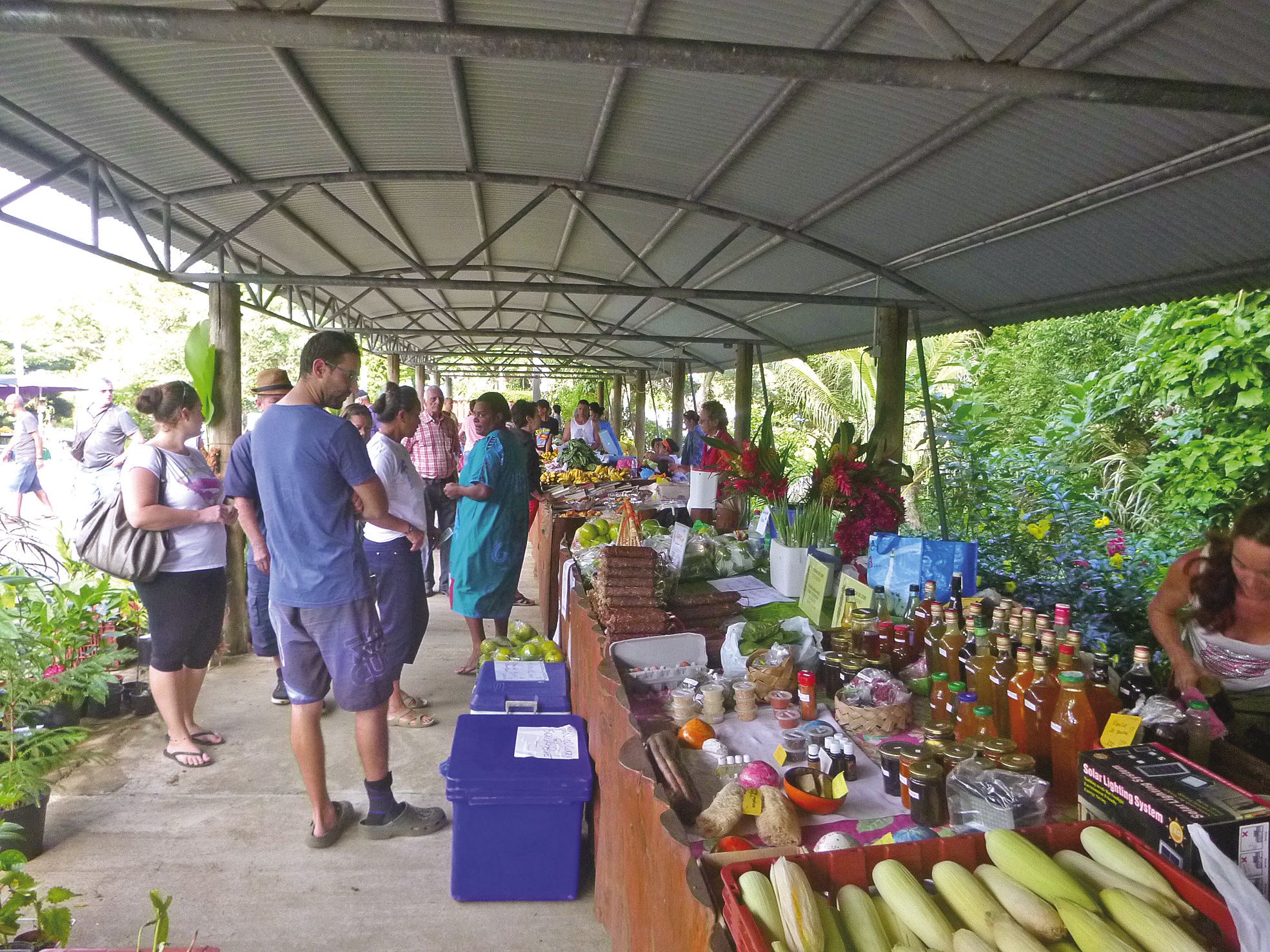 Chaque stand proposait de déguster ses produits : pâtés, confitures, canne à sucre,  gâteaux, saucissons, morceaux de fruits…