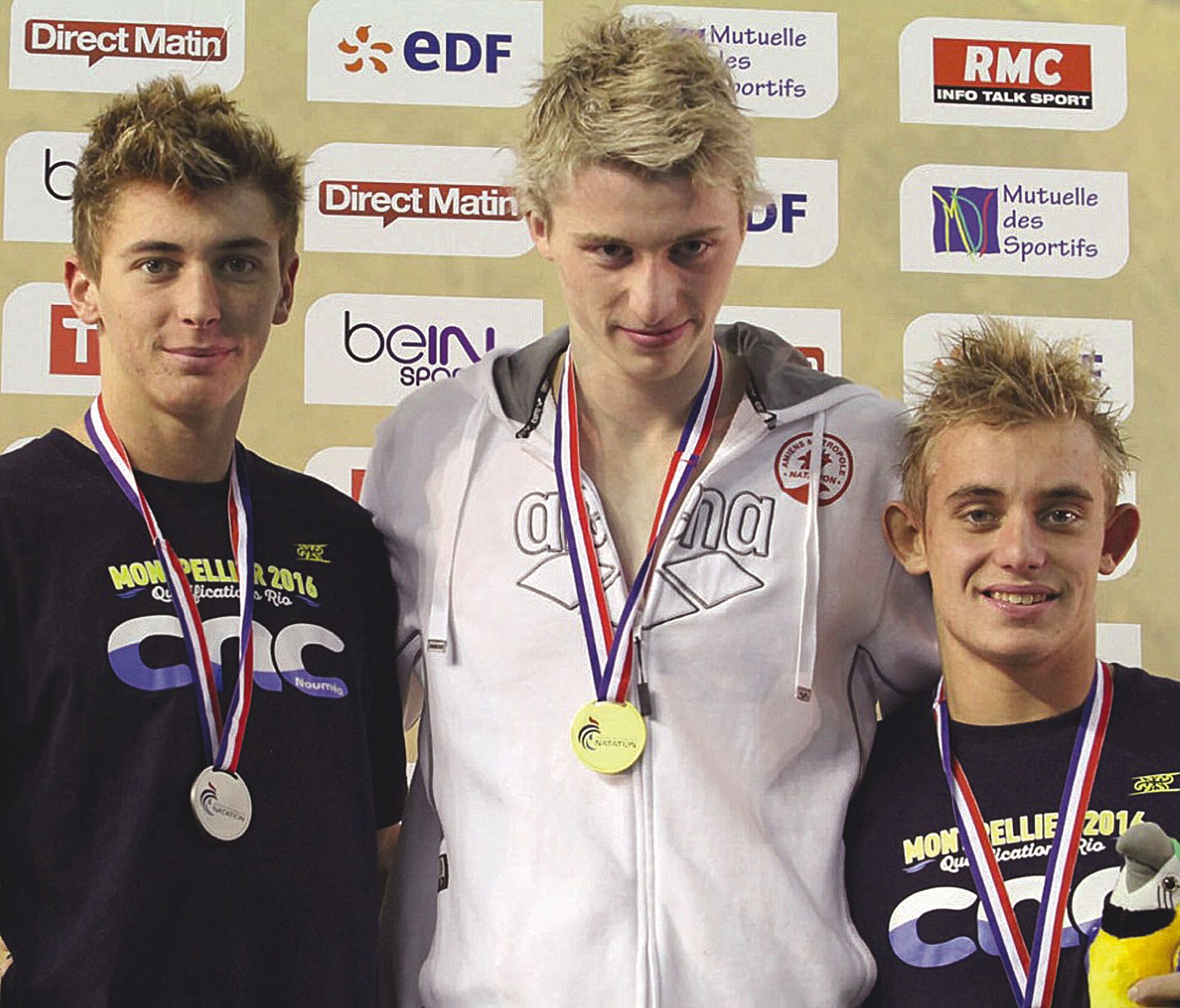 Montpellier, le 4 avril. Thibaut Mary (à droite) a décroché le bronze sur 50 m nage libre aux derniers championnats de France.