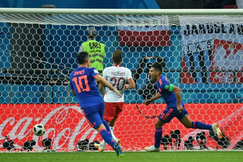 La Colombie écarte la Pologne grâce notamment à un but de son capitaine Falcao à la Kazan Arena, le 24 juin 2018