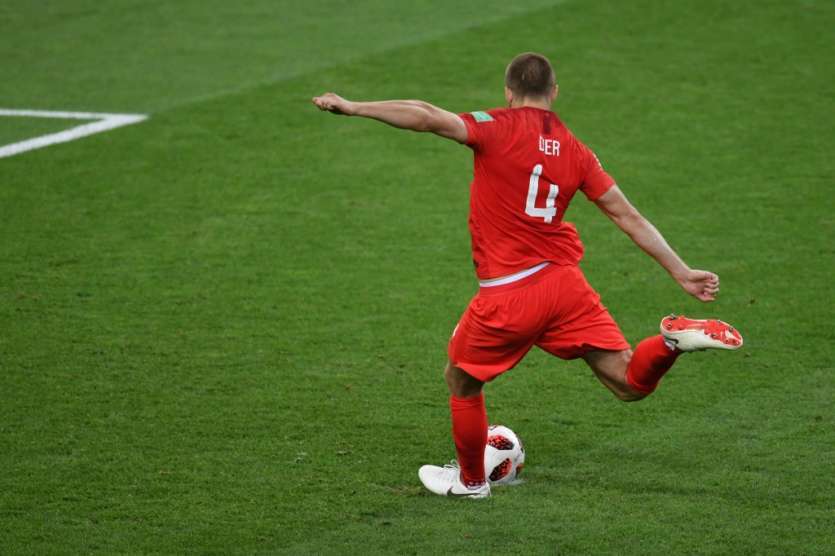 Le milieu de terrain Eric Dier buteur décisif aux tirs au but lors de la qualification de l'Angleterre en quarts de finale du Mondial le 3 juillet 2018