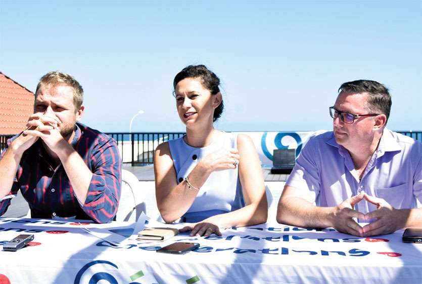 Nicolas Metzdorf, Nina Julié et Nicolas Fijalkowski ont rappelé l’engagement du parti dans la sauvegarde de l’environnement. Photo L.C.