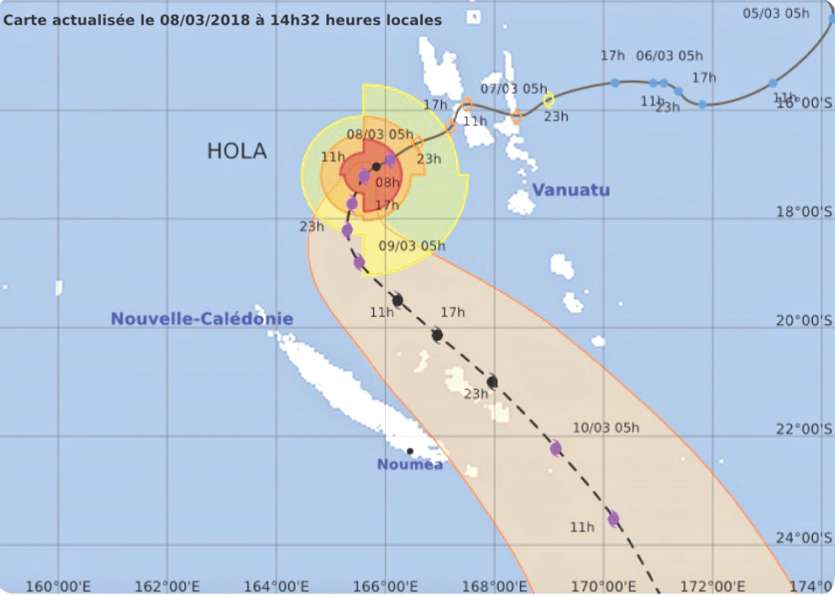 Hier soir, les prévisions situaient le passage du cyclone tropical très intense au large, à l’est des îles Loyauté.