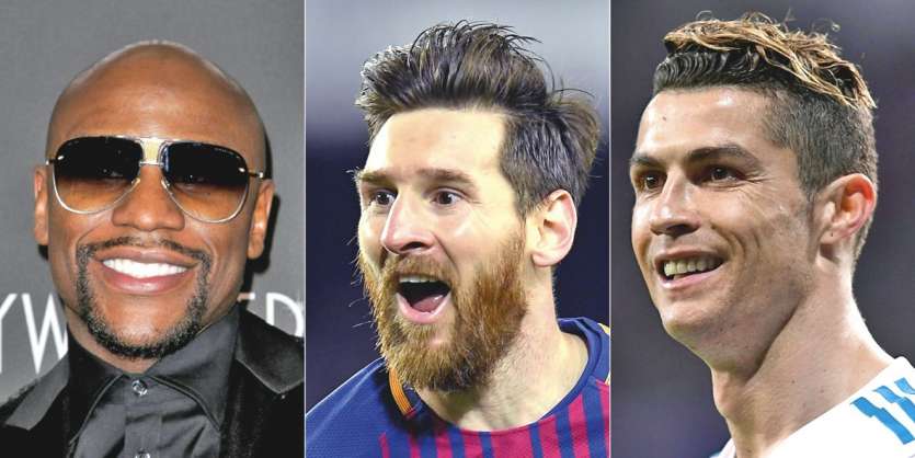 Mayweather, Messi , Ronaldo, les trois sportifs les mieux payés cette saison. Photo AFP