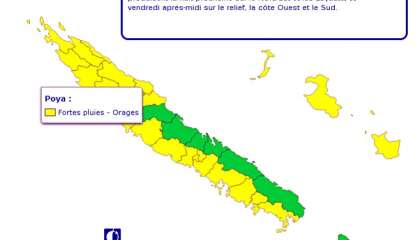 Le Nord, les îles Loyauté et la côte ouest en alerte jaune