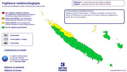 Météo : vigilance jaune dans le Nord-Est et à Ouvéa