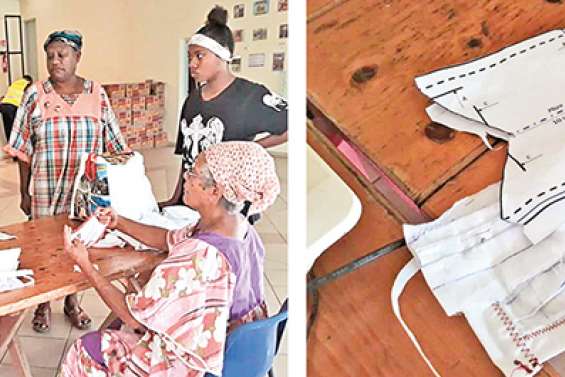 Un atelier de confection de masques à la mairie de Houaïlou