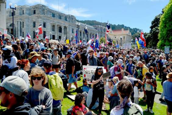 Manifestation contre les restrictions Covid à Wellington