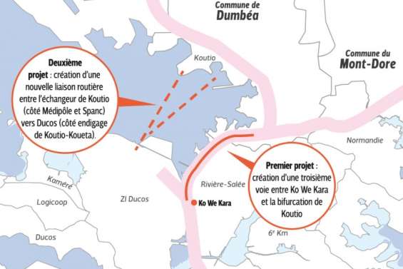 La création d'une route pour relier Ducos et Koutio par la baie à l'étude