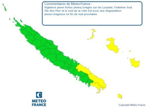 Les îles et le sud de la Grande Terre en vigilance jaune aux fortes pluies