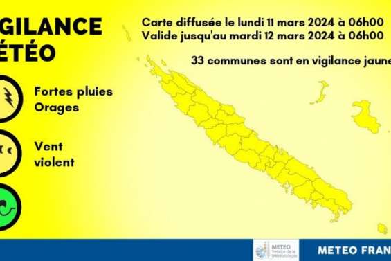 L’ensemble du pays placé en vigilance jaune 