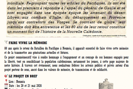 COMMEMORATION DES 80 ANS DU BATAILLON DU PACIFIQUE