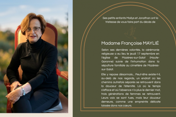 Avis de décès : Madame Françoise MAYLIE