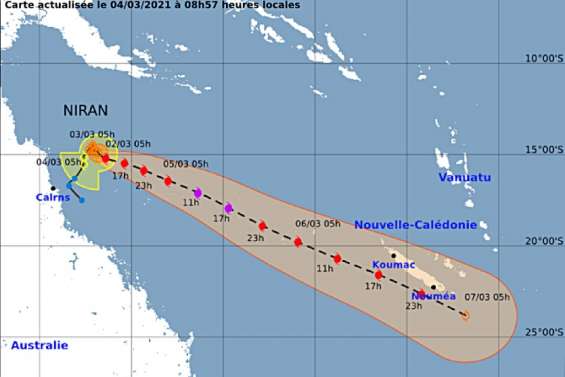 Niran : la Calédonie en alerte niveau 1 vendredi à 20 heures