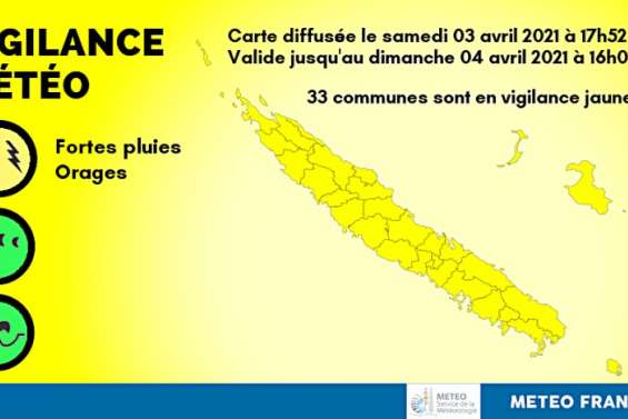 Le pays est placé en alerte jaune fortes pluies et orages jusqu'à dimanche soir