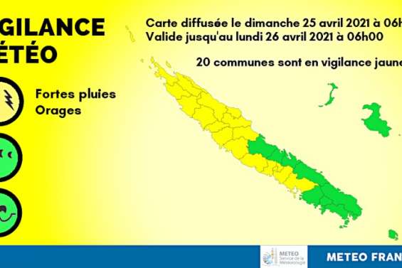 Vingt communes en vigilance jaune orages et pluies
