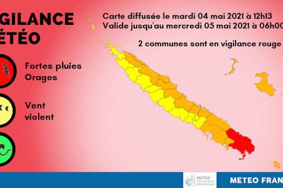 Yaté et le Mont-Dore placés en vigilance rouge