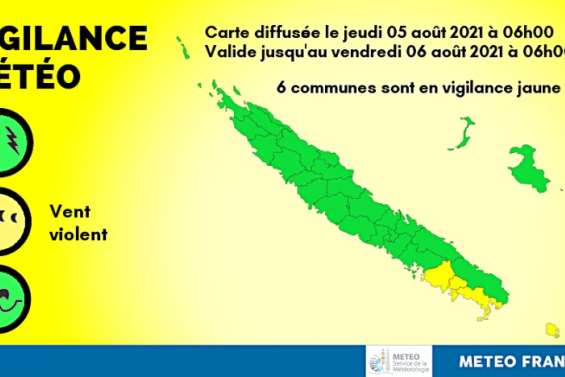 Kunié, Nengoné et Grand Nouméa en vigilance jaune