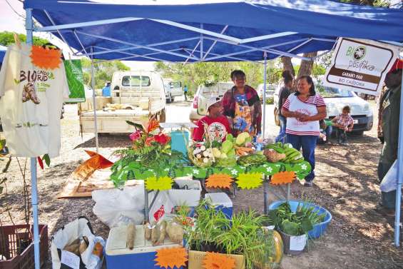 Des producteurs bio au marché communal de Pouembout