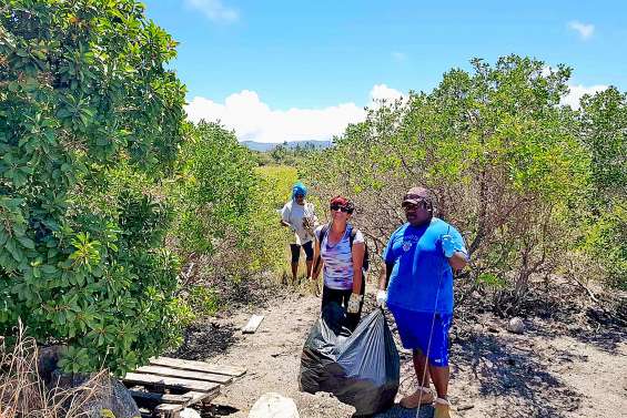 Ramassage de déchets à Wanap