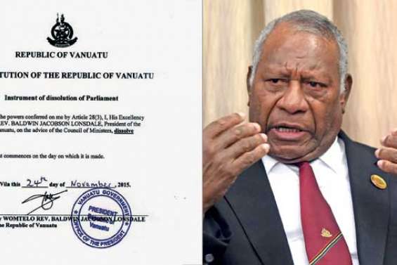 Le président Lonsdale  a dissous le Parlement