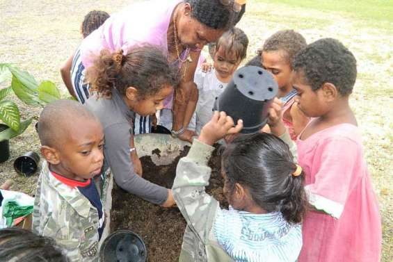 Les élèves soignent le jardin de l'école