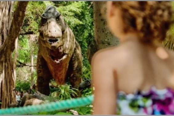 Cinq tyrannosaures  et un diplodocus