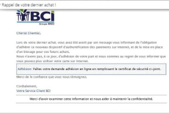 De faux mails de la BCI envoyés