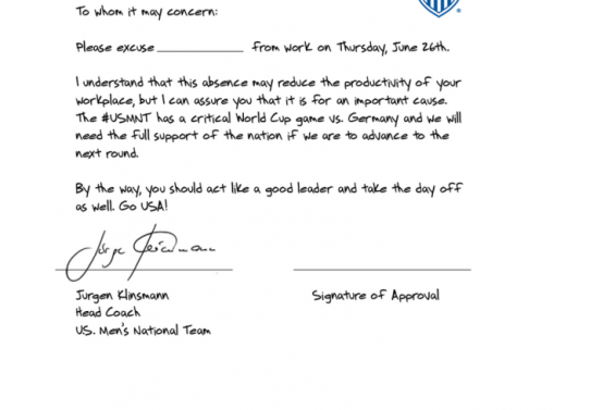 La lettre d'absence de Klinsmann