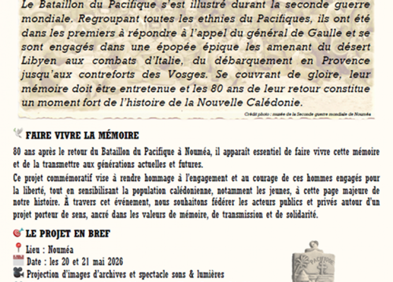 COMMEMORATION DES 80 ANS DU BATAILLON DU PACIFIQUE