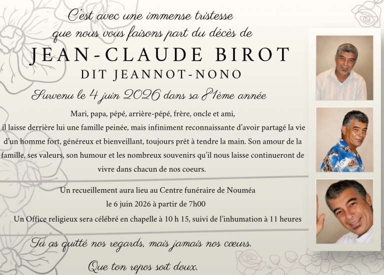Avis de décès : Jean-Claude BIROT